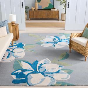 Ковер SAFAVIEH, 275 x 366 см, - коллекция Jardin - большой - Grey & Ivory, ручной работы из шерсти, цветочный дизайн, идеально для гостиной, спальни, столовой (JAR403F)