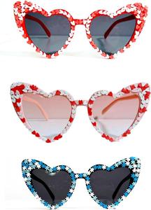 Солнцезащитные очки Melrose для женщин, 2023 год, конфетные цвета, форма «сердечко», праздничные очки, винтажные женские солнцезащитные очки с защитой от УФ-излучения UV400, 3pcs Red&pink&black
