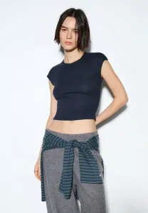 Облегающая базовая футболка Pull&Bear, Dark Blue