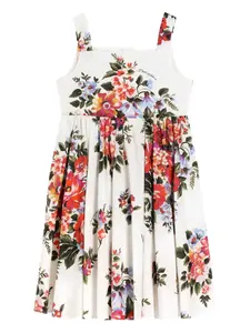Платье с цветочным принтом Dolce & Gabbana Kids, белый