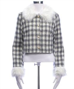 Твидовый жакет с мехом (можно закрепить)