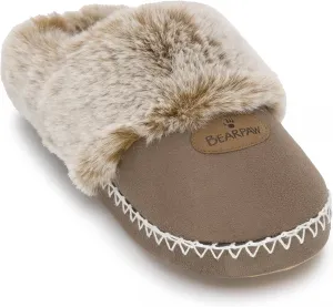 Женские домашние тапочки BEARPAW из микрозамши с искусственным мехом, мягкой подошвой и противоскользящим дном