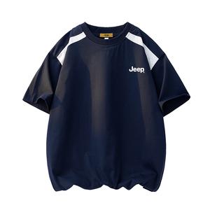 Футболка Unisex Crew Neck тонкая прямая посадка Jeep, темно-синий