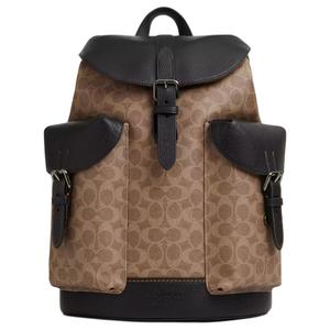 COACH Большой рюкзак из лакированного полотна мужской бежево-черный