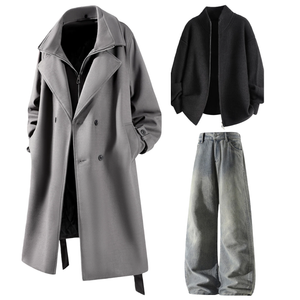 Повседневная спортивная одежда унисекс с лацканами утолщенная X1617, серый coat+черный sweater+желтый mud pants