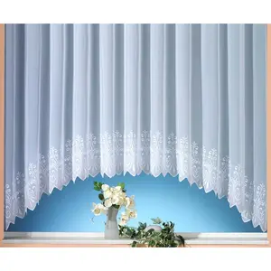Штора Heidelberg с тесьмой для сборки, 1 шт., настоящая вышивка, вуаль, прозрачная, С-образная складка, 1 бордюр, край, тюль Weckbrodt, белый