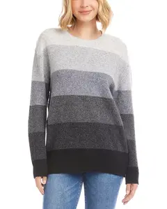 Свитер в полоску омбре Karen Kane, серый