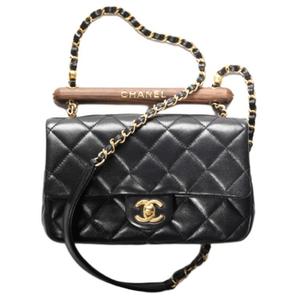 CHANEL Сумка-клатч из овчины с деревянной инкрустацией