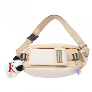 Нейлоновая одноплечевая кроссбоди сумка-слинг унисекс черный/зеленый/красный/экрю Deli Bear, красная с чармом