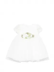 Платье с цветочными аппликациями и короткими рукавами Colorichiari, белый