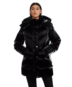 Женская стеганая куртка Estelle Mixed Chevron со съемным капюшоном PAJAR, черный