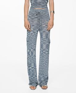 Женские трикотажные брюки-карго с накладными карманами MANGO, Blue