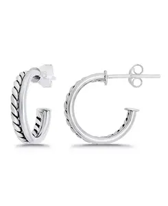 Серьги-Кольца из окисленной полированной трубки Macy'S, silver