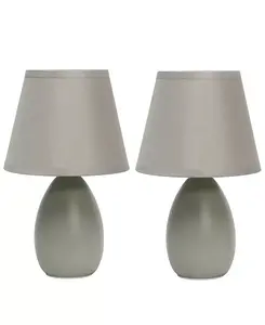 Набор из 2 керамических настольных ламп Simple Designs в форме овального мини-яйца All The Rages, gray