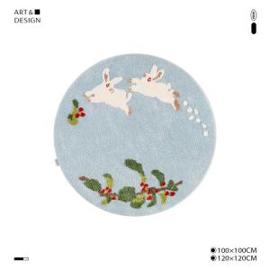 Saipos Ковер круглый 100х100 см Snow Rabbit, плюшевый для спальни/гостиной/детской, Ruyi