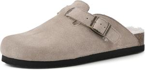 Женские сабо WHITE MOUNTAIN Bari с комфортной анатомической колодкой, Taupe/Suede W/Faux Fur