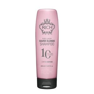RICH Pure Luxury Silver Blonde Shampoo Фиолетовый шампунь для блондинок с платиновым отбеленным серебристо-серым пеплом и медными волосами без желтых тонов 8,45 унций