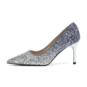 SAFIYA Женские туфли на тонком каблуке с высоким каблуком, серебристо-голубые с градиентом