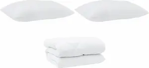 Одеяло с подушкой из 3 предметов, белая микрофибра и пуховые перья vidaXL