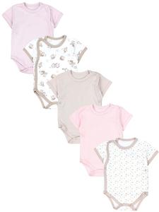 TupTam Комплект из 5 боди с короткими рукавами для девочки, бежево-белого цвета