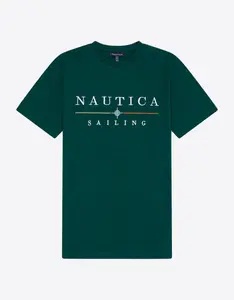 Футболка мужская с круглым вырезом и короткими рукавами Nautica, темно-зеленый