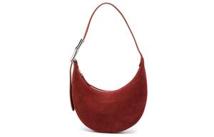 LONGCHAMP Женская сумка-полумесяц из замши и телячьей кожи красного цвета