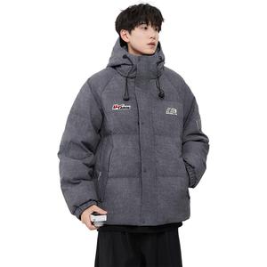 Пуховик Unisex с капюшоном и флисовой подкладкой WARRIOR, темно-серый (diy badge)