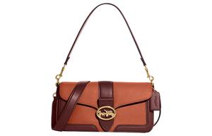 COACH Женская сумка через плечо из полированной кожи с гладкими кожаными вставками закатно-красного цвета