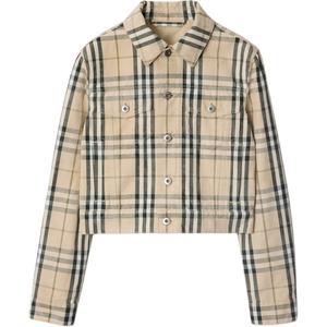 Куртка кроп с клетчатым принтом Burberry, бежевый