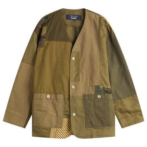 Куртка из обработанной ткани с несколькими слоями ткани Comme Des Garçons Homme, хаки