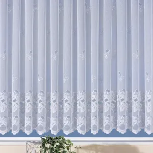 Штора Basel с кулиской, 1 шт., жаккардовая, структурированная, полупрозрачная, с общим рисунком, узором, бордюром, занавеска Weckbrodt, белый