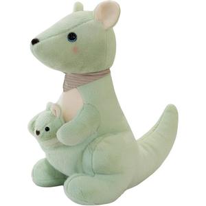 Плюшевая кукла в виде мультяшной мамы и детеныша кенгуру, высота 24 см FKOFR, зеленый