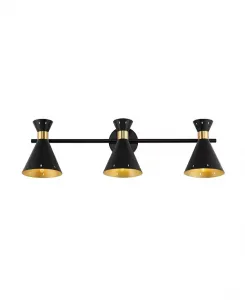 Трехламповый светодиодный светильник Elroy в стиле ретро с тремя лампами Jonathan Y, black