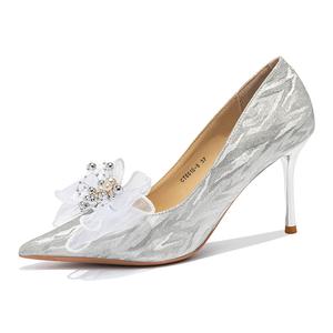 Ainer-cat Ainer cat Slim Heel High Heels 8cm Women's Silver