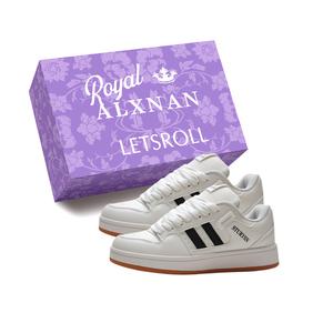 Alxnan Женские низкие кэжуал кеды White Natural Rubber с коробкой, цвет White Natural Rubber+Box