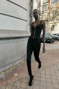 Топ на молнии, вдохновленный корсетом Zara, черный