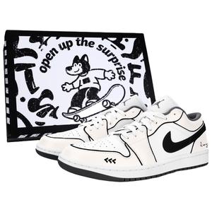 Air 1 минималистичный стиль линия ритм устойчивость к истиранию низкие винтажные баскетбольные кроссовки unisex beige Jordan, бежевый