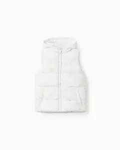 Стеганый жилет для девочки с капюшоном Zippy, белый