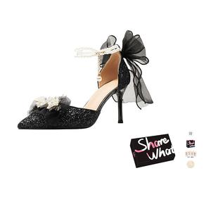 BIGTREE Туфли на высоком тонком каблуке женские, черные