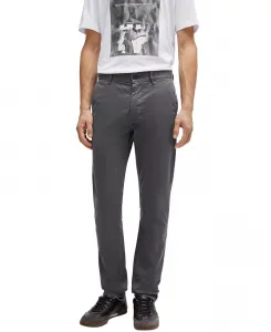 Мужские облегающие брюки-чиносы из хлопкового атласа стретч-хлопка Hugo Boss, серый
