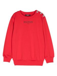 Balmain Kids хлопковая толстовка с логотипом, красный