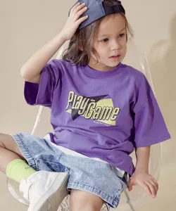 Футболка с коротким рукавом, 100% хлопок, с крупным силуэтом лабрадора, детская и младенческая одежда, весна/лето 2016 Devirock, цвет 001-Logo-Violet