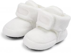 Karwuiio Пинетки для новорожденных мальчиков и девочек, мягкие флисовые, стойкие носочки для младенцев, обувь, нескользящие ботинки для малышей, носочки для кроватки, White