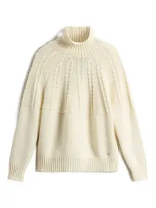 Водолазка с косичной вязкой WOOLRICH, белый