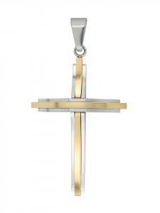 Adeliás Мужской кулон - крест из нержавеющей стали, серебристый