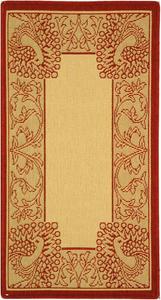 Ковер SAFAVIEH, 61 x 110 см, Courtyard Collection, Natural & Red, без линьки и простой в уходе, для помещений и улицы, моющийся — идеально для патио, заднего двора, прихожей (CY2965-3701)