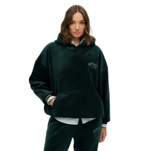 Худи Superdry Country Club Velour Relaxed, зеленый