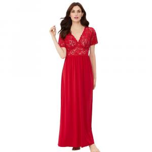 Женское длинное вязаное платье с кружевным верхом Amoureuse, цвет Classic Red