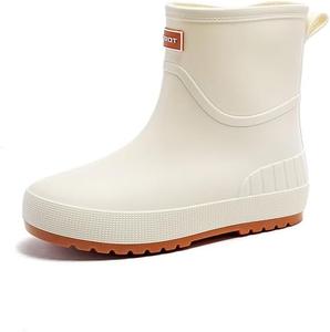 Женские водонепроницаемые ботинки до щиколотки, ботинки Челси, короткие дождевые ботинки для женщин и водонепроницаемая обувь для сада DDWRGD, Beige