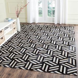 Ковер ручной работы SAFAVIEH, 244 x 305 см, Studio Leather Collection Ivory / Black STL219A в стиле Mid-Century Modern